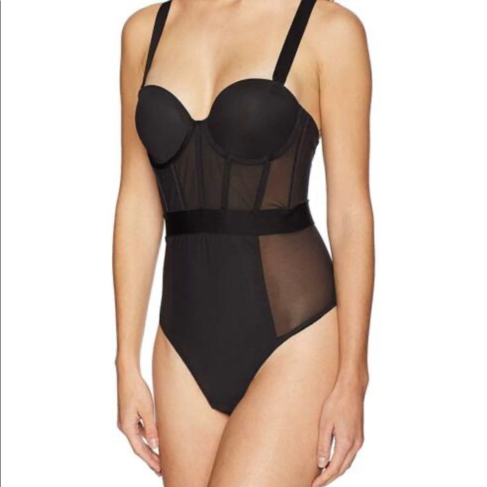 DKNY Women's Sheers Strapless Bodysuit NEW OUT TAG
